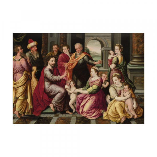 Escuela Italiana S. XVI. Jesús bendiciendo niños