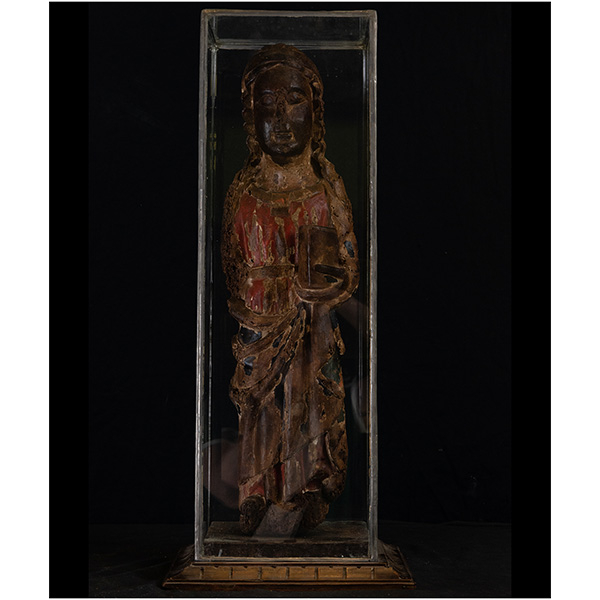 San Juan Evangelista Románico de finales del siglo XI - principios del siglo XII, en madera, Norte de Cataluña.