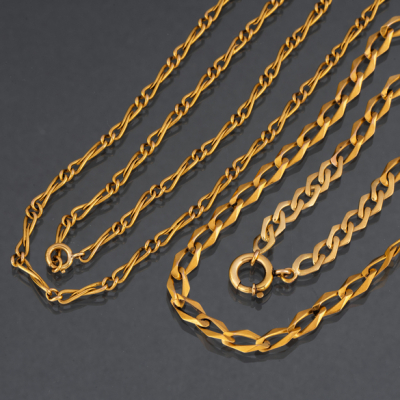 Conjunto de dos cadenas de eslabones en oro amarillo de 18 kt