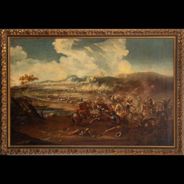 Pareja de Escenas de la Batalla de Viena, escuela italiana de los siglos XVII - XVIII.