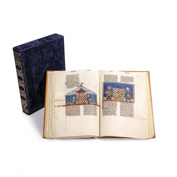 "LIBRO DE LOS JUEGOS DE AJEDREZ, DADOS Y TABLAS.- de Alfonso X el Sabio" Cuyo original se conserva en la Biblioteca del Real Monasterio de El Escorial. 