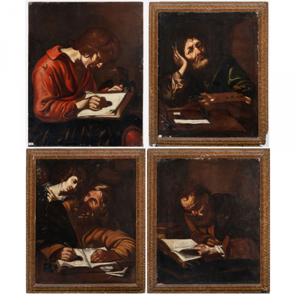 Muy Importante serie de los 4 apóstoles, a la manera de Miquel March (València, 1633-1670), escuela valenciana del siglo XVII.