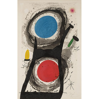 Joan Miró. &quot;L&#039;adorateur du Soleil (1969)&quot;. Aguafuerte, aguatinta y carborundum sobre papel Arches. Firmado