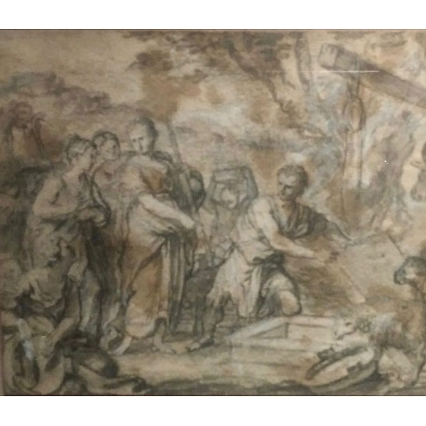Sebastiano Conca (Gaeta, 1680 - Nápoles, 1764)  "Jacob y Raquel en el pozo"  Dibujo 