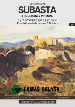 LAMAS BOLA&Ntilde;O. Subasta Pintura y Arte Contempor&aacute;neo 6 y 7 Octubre 2026