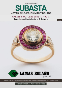 LAMAS BOLA&Ntilde;O. Subasta Joyas y Relojes 6 Octubre 2026