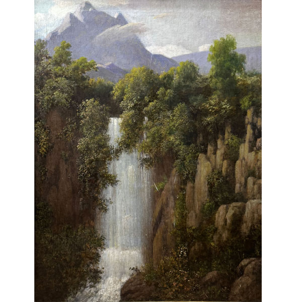 Pere Màrtir ARRAUT. (Puigcerdà, , c. 1818 - Barcelona ?, c. 1875). "PAISAJE DEL PIRINEO" (1850). Óleo sobre lienzo