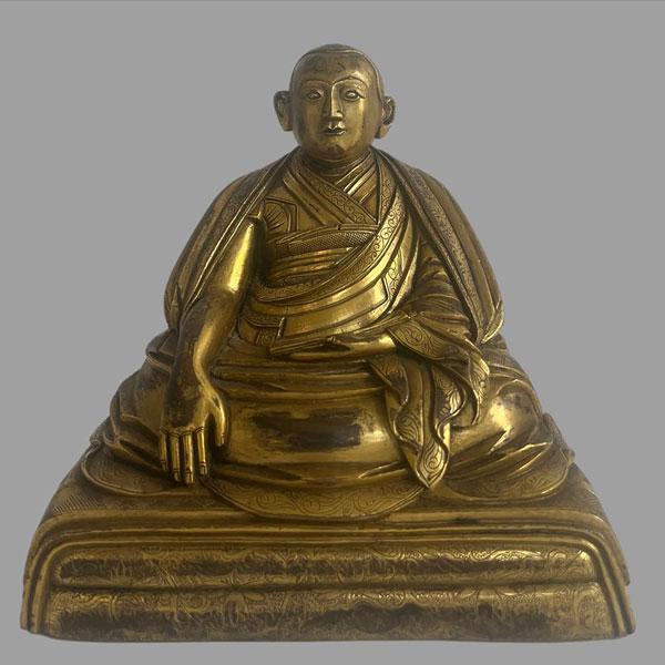 Excepcional Bronce Tibetano, siglo XV a inicios siglo XVI de Lama sentado en meditación - Escuela China final Dinastía Ming del siglo XV al siglo XVI.