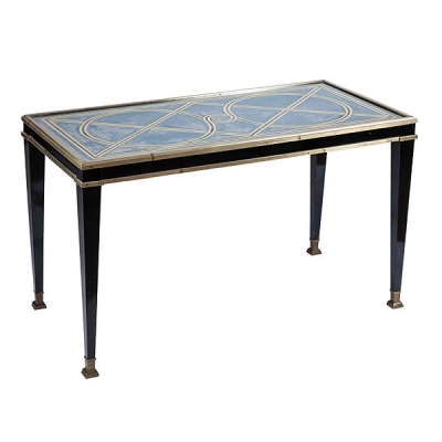 Marc du Plantier (Francia, 1901 - 1975) mesa baja de madera lacada en negro y bronce