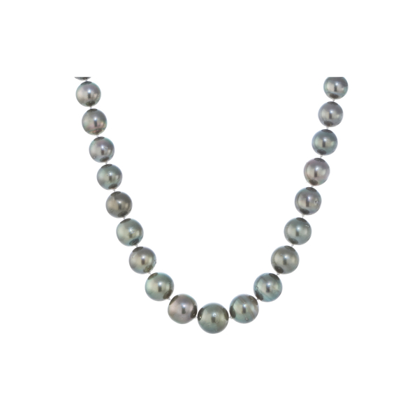 Collar de perlas Tahití en degradé 12 – 10 mm. con cierre esférico en oro blanco.