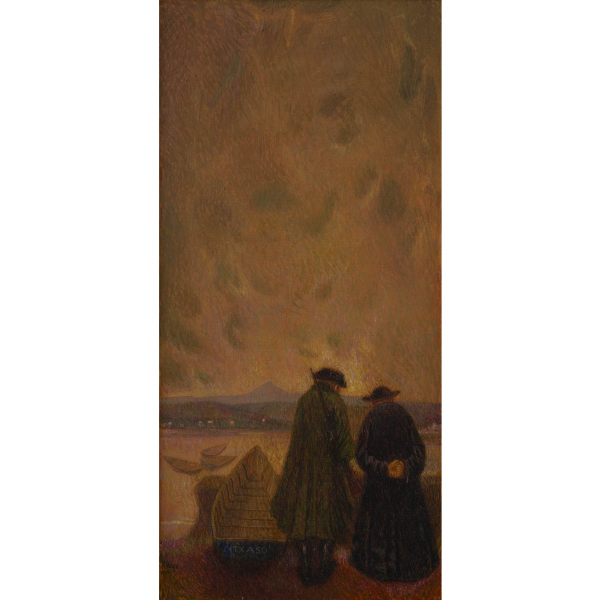 &quot;La confidencia&quot;.  ENRIQUE ALBIZU (1926-2014).   Técnica: Óleo/Lienzo. 