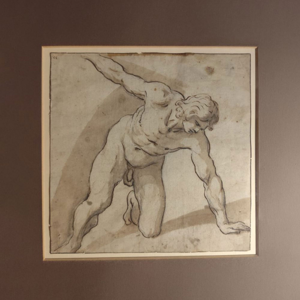 Annibale Carracci (Bolonia, 1560 - Roma, 1609). Dibujo sobre papel. Escuela italiana del siglo XVI.