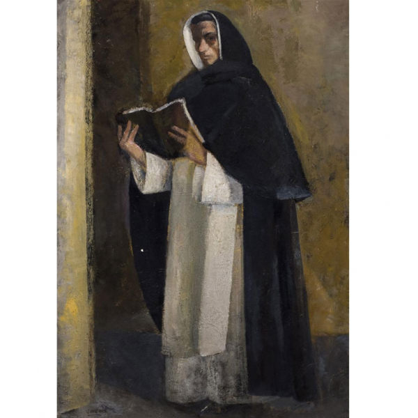 Daniel Vázquez Díaz.  &quot;Fraile&quot;. Óleo sobre lienzo. Firmado en el ángulo inferior izquierdo.