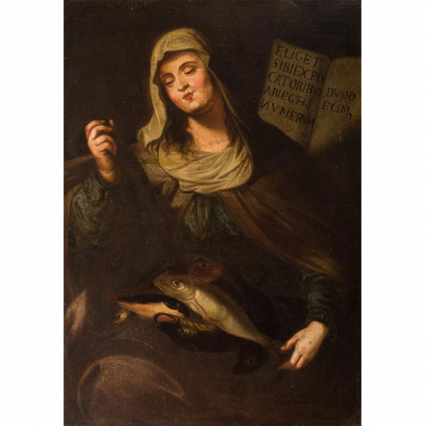 ESCUELA ESPAÑOLA SS. XVII-XVIII   "Sibila Eritrea". Óleo sobre lienzo. 