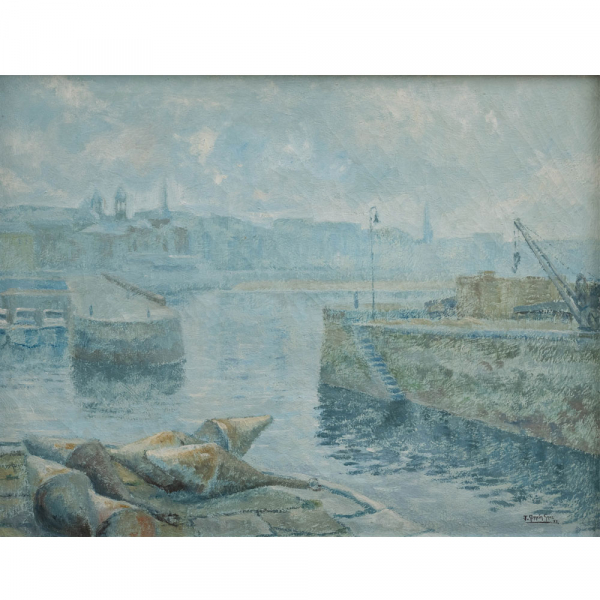 "Vista del Puerto de San Sebastián"  VJULIO GARCÍA SANZ (Guipúzcoa, 1936-2025) 