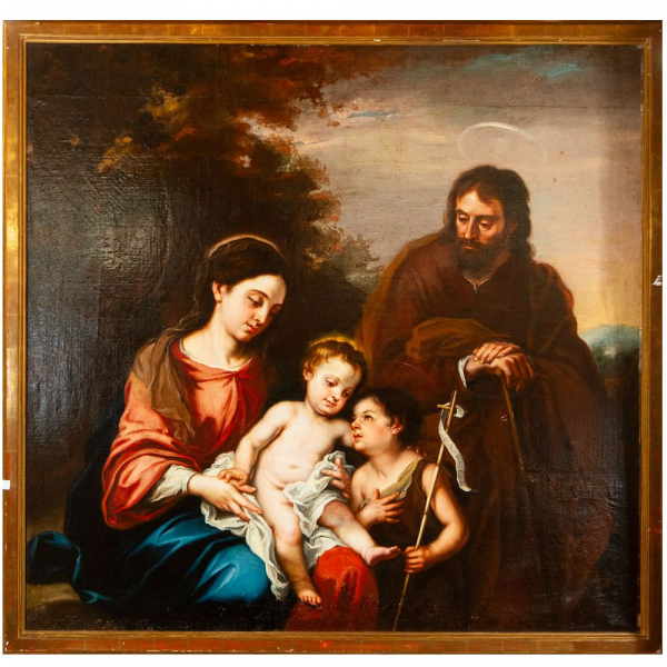 Excepcional "Sagrada Familia" de Bernardo Lorente Germán​ (1680-1759).  Óleo sobre lienzo.