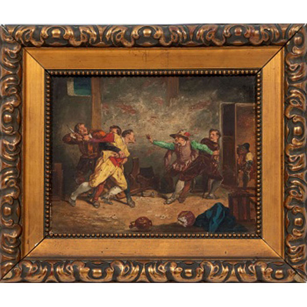 ESCUELA ESPAÑOLA  (S. XIX) "Pelea en la taberna"