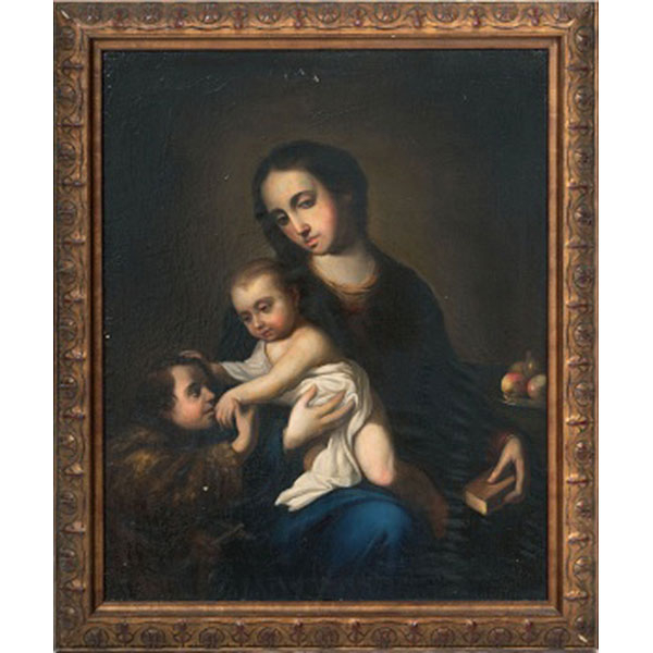 ESCUELA ESPAÑOLA   (Mediados S. XIX) "Virgen con niño"