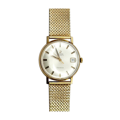 Reloj Omega de pulsera para caballero. En oro. Esfera satinada en tonalidad marfil con numeración a trazos aplicados.