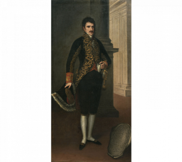 JOS&Eacute; GUTI&Eacute;RREZ DE LA VEGA. Pareja de retratos de D. Antonio Mar&iacute;a Arias de Saavedra, VI Marqu&eacute;s de Moscoso y su mujer D&ntilde;a. Mar&iacute;a de los Dolores Araoz y Arredondo.  