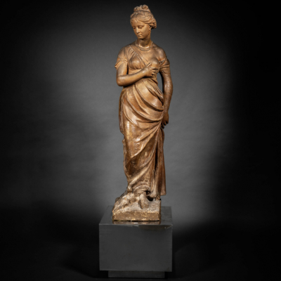 &quot;Dama Clásica de la Antiguedad&quot; Monumental escultura en terracota Grand Tour del siglo XIX