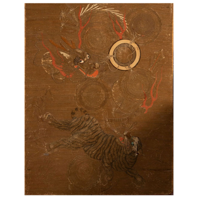 Bordado en Seda de Dragón y Tigre imperial chino, Dinastía Qing (1644 - 1912). 