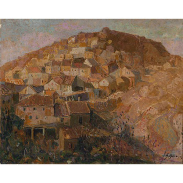 CARMELO GARCÍA BARRENA   (Bilbao 1926 - 2000)  "Vista rural "  Firmado: G. Barrena  Óleo / Lienzo 