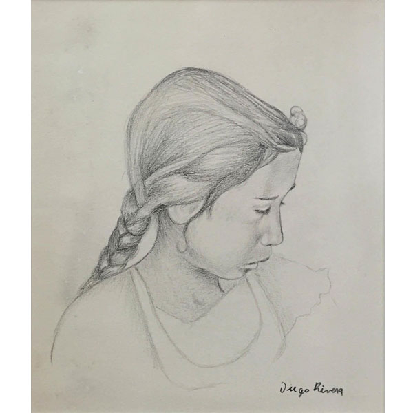 Diego Rivera "Retrato de niña" Dibujo