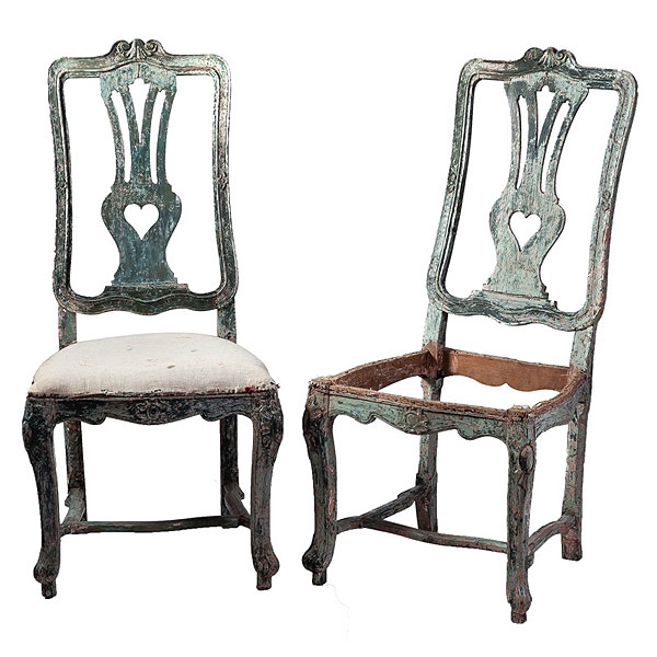 Pareja de sillas espa&ntilde;olas policromadas