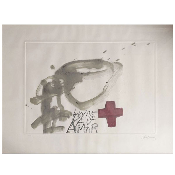 Antoni Tàpies Puig (Barcelona, 1923-2012) . Creu roja (1991). Descripción: grabado y litografía en varias tintas 