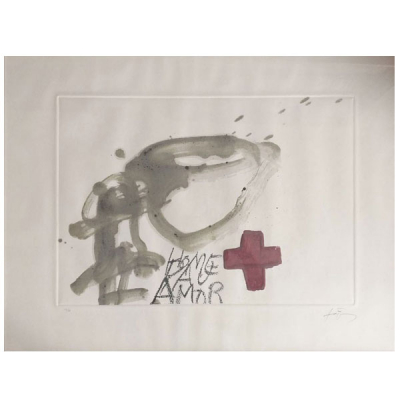 Antoni Tàpies Puig (Barcelona, 1923-2012) . Creu roja (1991). Descripción: grabado y litografía en varias tintas 