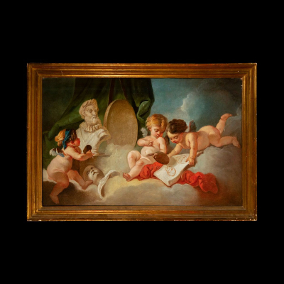 Maestro Barroco Italiano Activo en la Corte Española de Carlos III a Carlos IV - Alegoría de las Bellas Artes - Último cuarto del siglo XVIII.