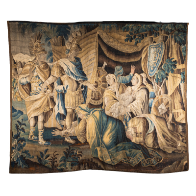Atribuido al taller de Gobelinos (Par&iacute;s, Francia, s.XVII).  La familia del rey Dar&iacute;o ante Alejandro Magno. Tapiz elaborado en lana y seda, s.XVIII. 