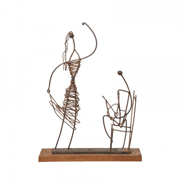 Josep Moscardó Fernández (Barcelona, 1953)  Escena flamenca.  Escultura en hierro sobre peana en madera 