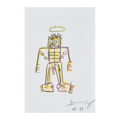 Jean-Michel Basquiat «Autorretrato con corona de espinas».  Dibujo. Firmado y fechado en 1984.