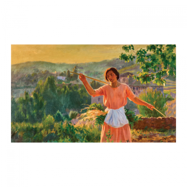 Eduard Flo Guitart (Badalona, 1881-Barcelona, 1958) Campesina. Óleo sobre tela.