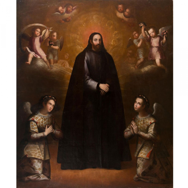 Atribuido a Baltasar Vargas de Figueroa "Cristo con h&aacute;bitos de Jesuita" Escuela Colonial Colombiana del siglo XVII.    