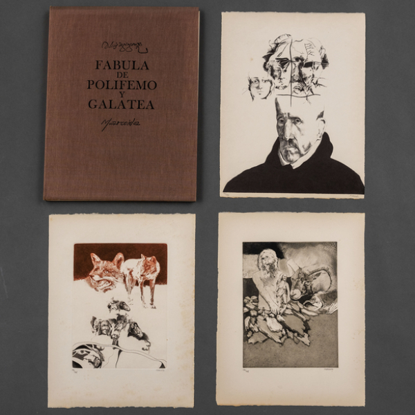 "Fábula de Polifemo y Galatea"  ANTONIO MARCOIDA(Madrid, 1941 -1993)   Carpeta de 12 grabados firmados y numerados a lápiz.