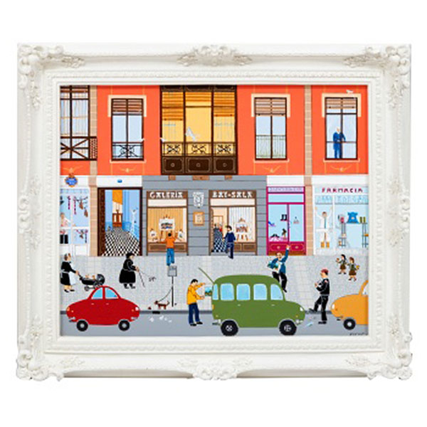 LUIS FRANCISCO ALVAREZ FERNANDEZ  (S. XX) "Calle de Bilbao con personajes"