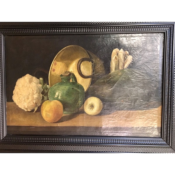 Escuela espa&ntilde;ola, S.XIX "Bodeg&oacute;n con caldero"