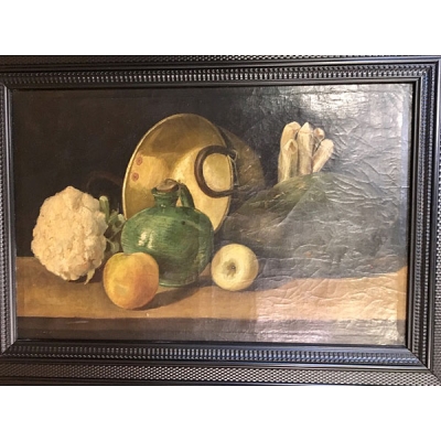 Escuela espa&ntilde;ola, S.XIX "Bodeg&oacute;n con caldero"