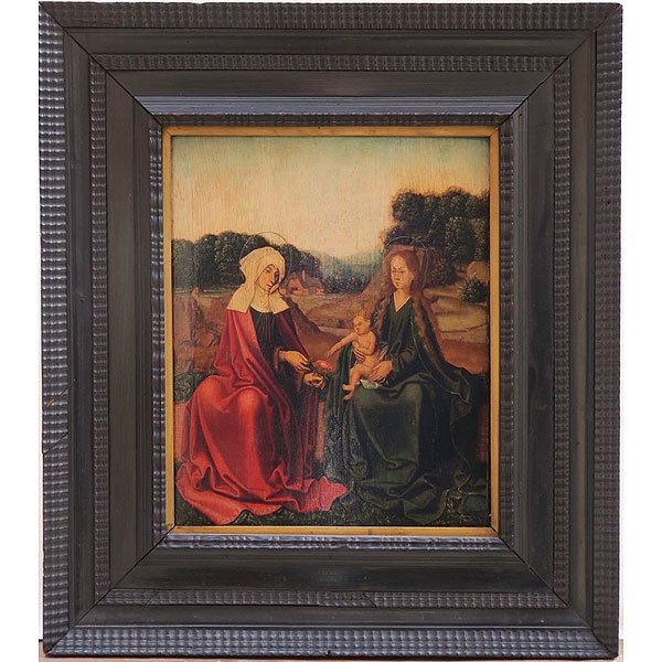 Siguiendo modelos hispano-flamencos, S.XIX "Santa Ana, la Virgen y Jesús Niño"