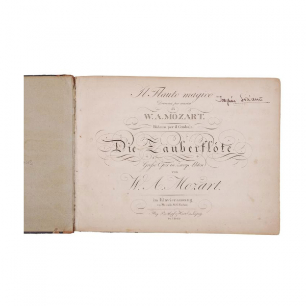 Mozart. "IL FLAUTO MAGICO. Dramma per musica ridotto per il cembalo die Zauberflote" Leipzig: Breitkopf & Härtel, s.a.