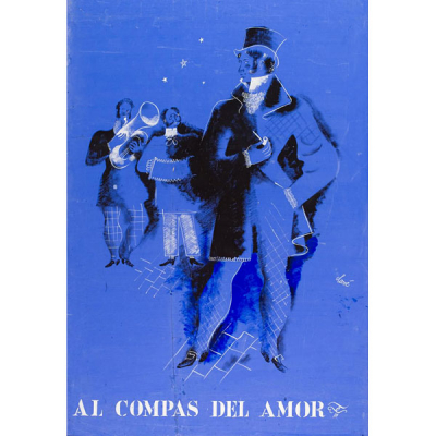 Antoni Clavé. (1913 - 2005) &quot;Al compás del amor&quot;. Gouache sobre papel adherido a lienzo.
