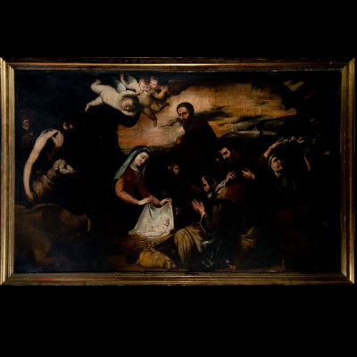 Importante &quot;Adoración de Pastores&quot;, versión de Taller de José de Ribera, Escuela Napolitana del siglo XVII 