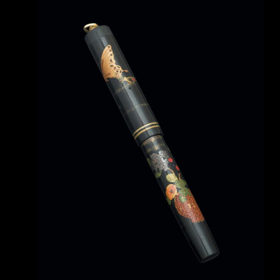 Estilográfica NAMIKI, modelo Vintage, circa 1930, tamaño Lady flats top T2, modelo Flowers and Butterflies 