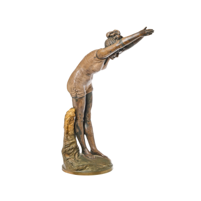Después de Odoardo Tabacchi (Valganna, 1831-Milán, 1905) La Tuffolina. Escultura en bronce patinado y dorado. Firmada.