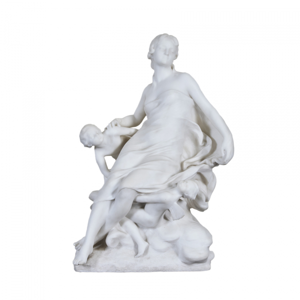Atribuido a Raoul Larche Grupo alegórico.  Escultura en mármol blanco de Carrara. Firmada. 