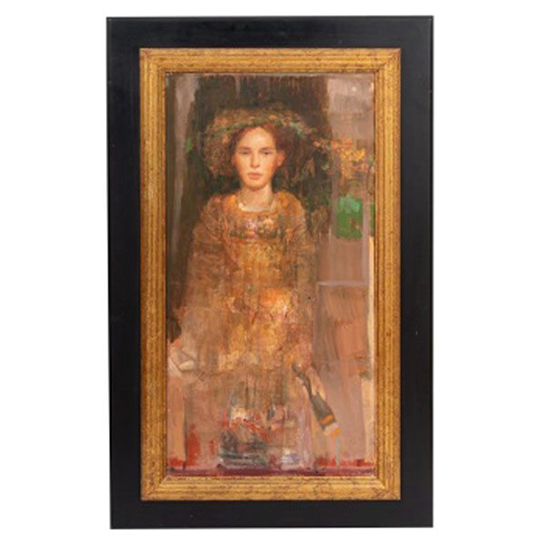 ESCUELA CROATA   (S. XX) "Joven con flores en el pelo"