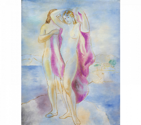 PERE PRUNA OCERANS (Barcelona, 1904 - 1977).  Les Baigneuses, 1929.   Óleo sobre lienzo.